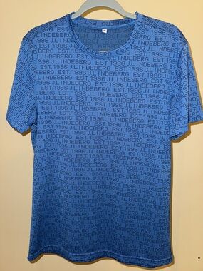 J.Lindeberg Blue All-Over Logo Short Sleeve Tee